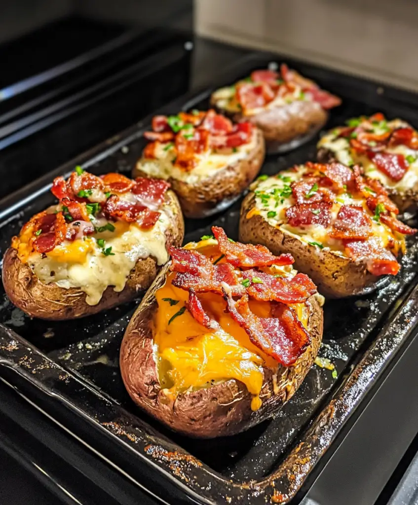 Loaded Baked Potatoes with Bacon and Cheese