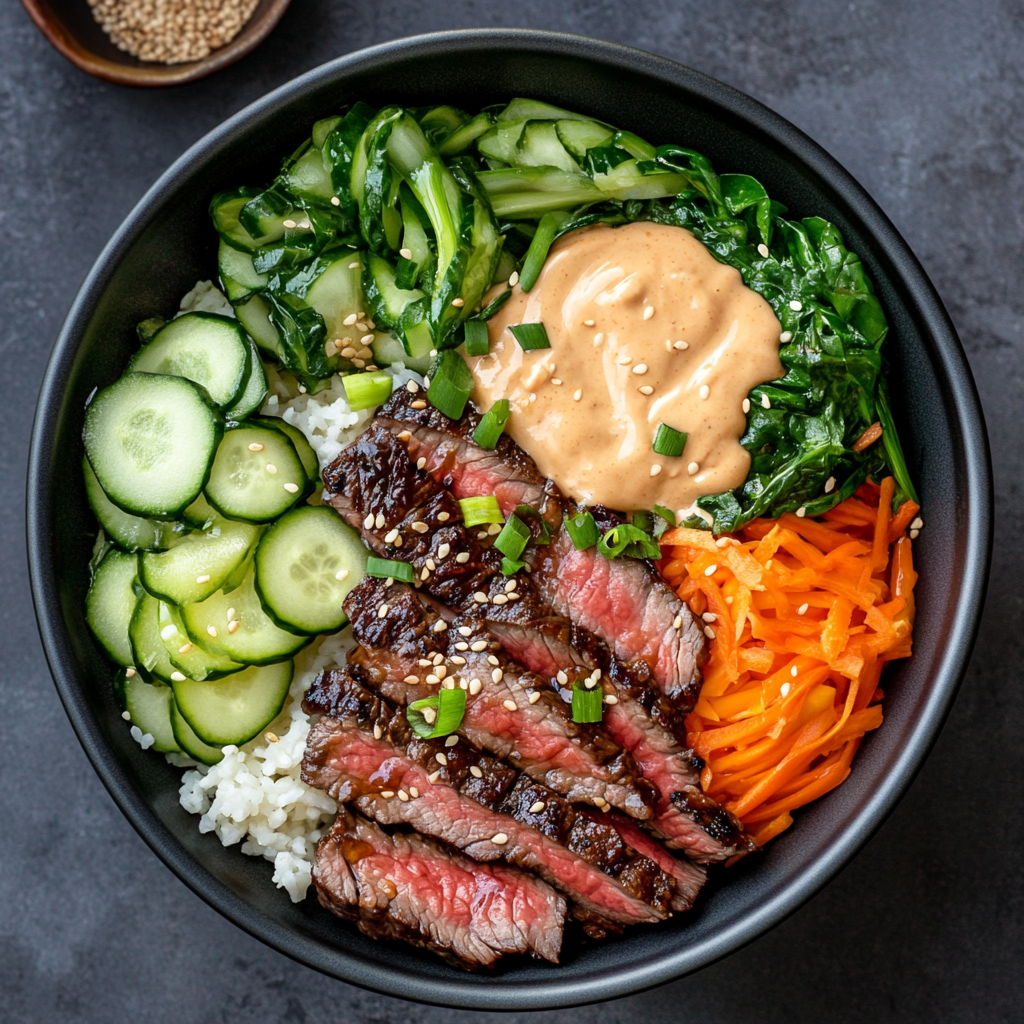 Korean BBQ Steak Bowls with Creamy Sauce