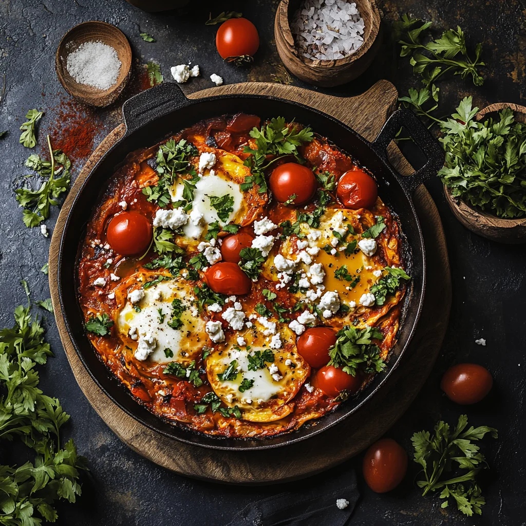 Mediterranean shakshuka with feta and herbs