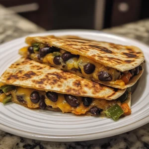 easy breakfast quesadilla with black beans and cheese